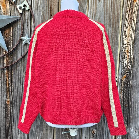DKNY Jeans Sweater Red Handknit Wool Vintage 90s Donna Karan New York Size M/L - Picture 3 of 10